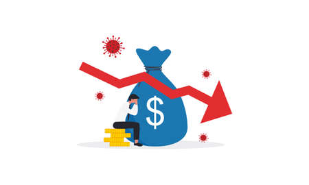 Coronavirus economics collapse, COVID-19 impact financial crisis, business to survive and economics stimulusのイラスト素材