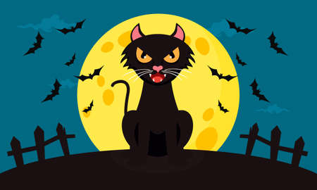 Hand drawn halloween black cat designのイラスト素材