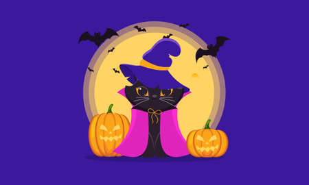 Hand drawn halloween black cat designのイラスト素材