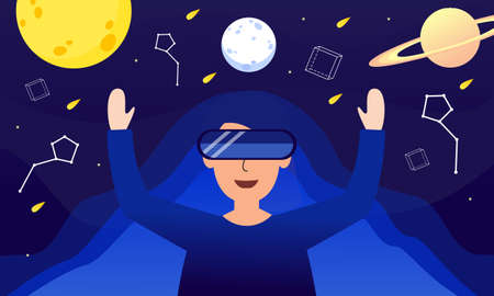 Virtual reality space illustration concept for landing page templateのイラスト素材