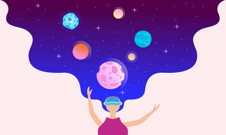 Virtual reality space illustration concept for landing page templateのイラスト素材