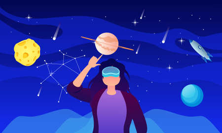 Virtual reality space illustration concept for landing page templateのイラスト素材