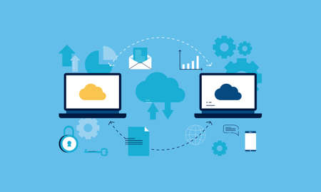 Business cloud computing technology concept. Modern vector illustration for web design, marketing...