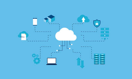 Business cloud computing technology concept. Modern vector illustration for web design, marketing...