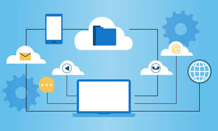 Business cloud computing technology concept. Modern vector illustration for web design, marketing...