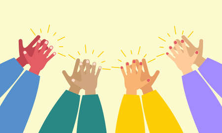 People hands clapping. Cheering hands, ovation and business success vector concept. Illustration of...
