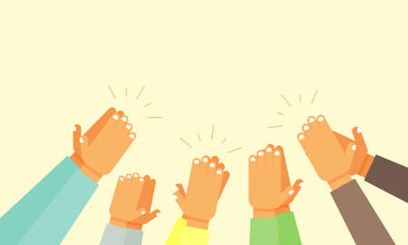 People hands clapping. Cheering hands, ovation and business success vector concept. Illustration of applause hand, clapping ovationのイラスト素材