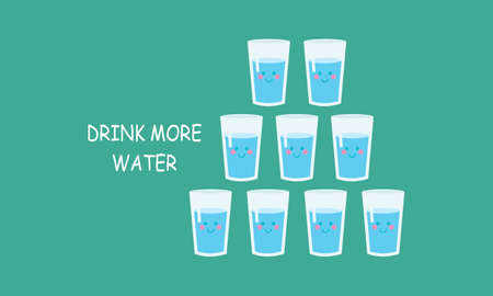 Glass of water. Drink more water logo design conceptのイラスト素材
