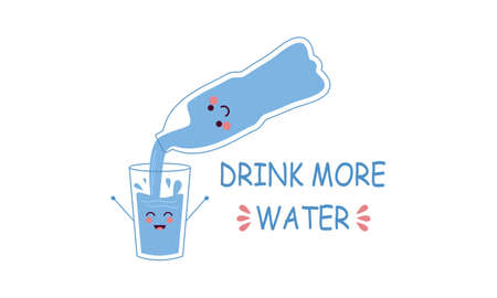 Glass of water. Drink more water logo design conceptのイラスト素材