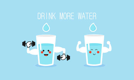 Glass of water. Drink more water logo design conceptのイラスト素材