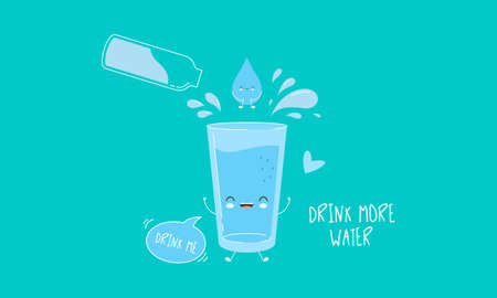 Glass of water. Drink more water logo design conceptのイラスト素材