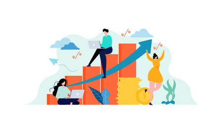 Money growth prediction and progress report illustration conceptのイラスト素材