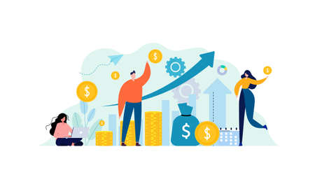 Money growth prediction and progress report illustration conceptのイラスト素材