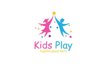 Kids play logo vector, Children logo design templateのイラスト素材