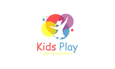 Kids play logo vector, Children logo design templateのイラスト素材