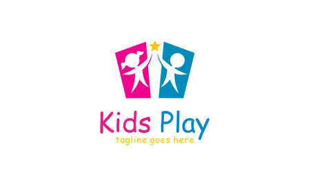 Kids play logo vector, Children logo design templateのイラスト素材