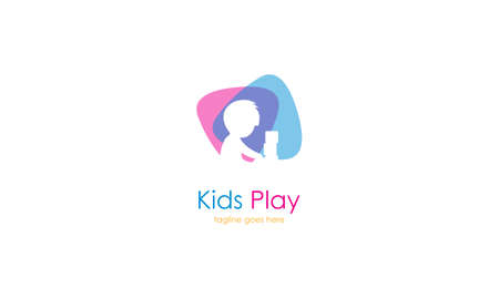 Kids play logo vector, Children logo design templateのイラスト素材