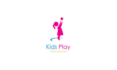 Kids play logo vector, Children logo design templateのイラスト素材