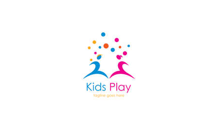 Kids play logo vector, Children logo design templateのイラスト素材