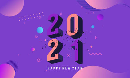Flat design happy new year 2021 greeting celebration