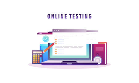 Flat design online testing illustration conceptのイラスト素材