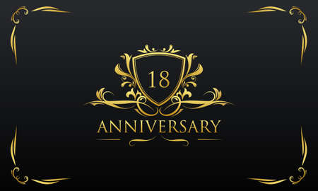 Luxury gold 18th anniversary logo templateのイラスト素材