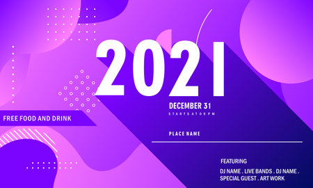 Abstract new year 2021 party flyer templateのイラスト素材