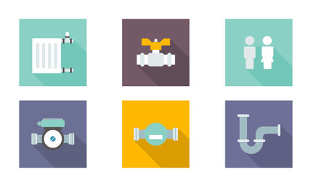 Set of plumbing sanitary engineering iconsのイラスト素材