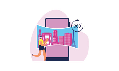 Virtual reality space illustration concept for landing page templateのイラスト素材