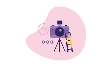 Virtual reality space illustration concept for landing page template