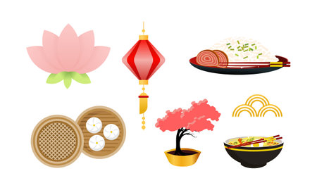 Chinese new year set logoのイラスト素材