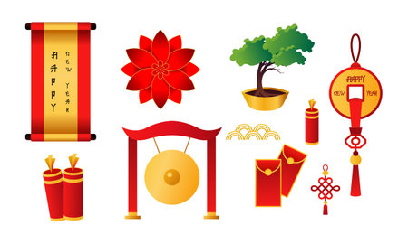 Chinese new year set logoのイラスト素材