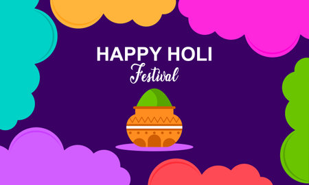 Flat design holi festival celebrationのイラスト素材
