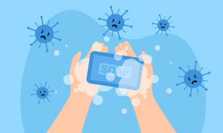 Wash your hands illustration in spanish illustrationのイラスト素材