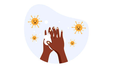 Wash your hands illustration in spanish illustrationのイラスト素材