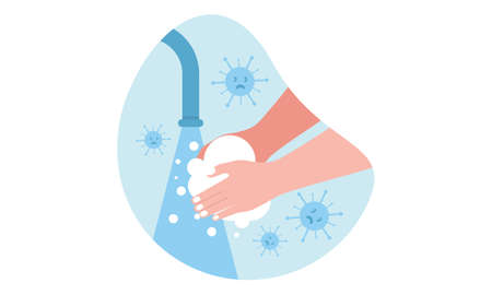 Wash your hands illustration in spanish illustrationのイラスト素材