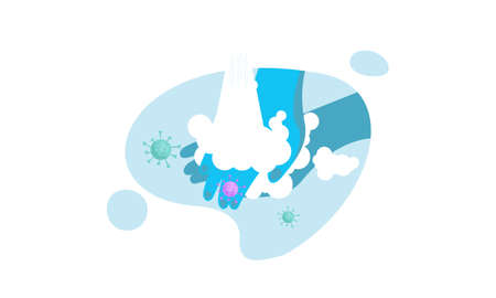 Wash your hands illustration in spanish illustrationのイラスト素材