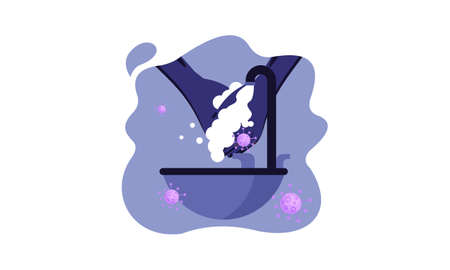 Wash your hands illustration in spanish illustrationのイラスト素材