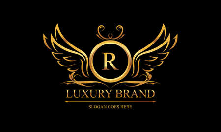 Illustration for Luxury gold, royal brand, monogram luxury logo - Royalty Free Image