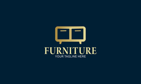 Elegant furniture logo with golden couchのイラスト素材