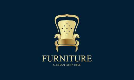Elegant furniture logo with golden couchのイラスト素材