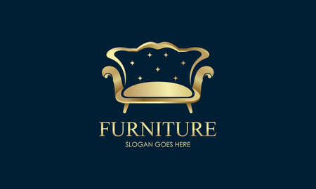 Elegant furniture logo with golden couchのイラスト素材