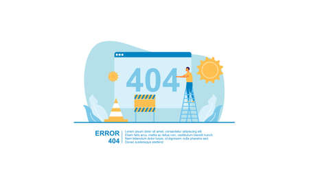 Illustration concept of 404 error page not found system updates