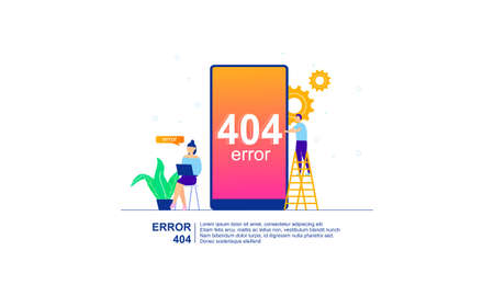 Illustration concept of 404 error page not found system updates