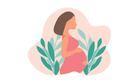 Pregnant woman logo modern flat design illustrationのイラスト素材
