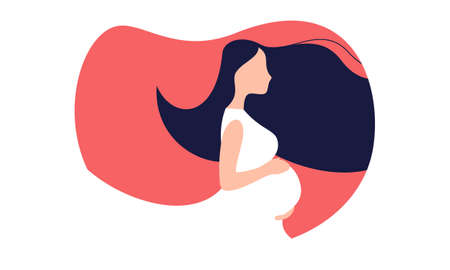 Pregnant woman logo modern flat design illustrationのイラスト素材