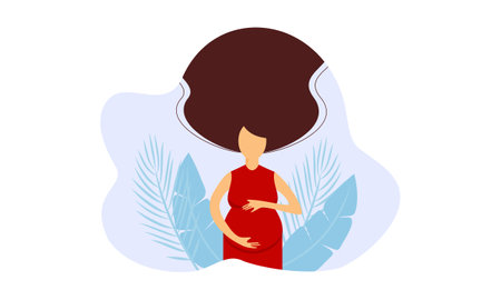 Pregnant woman logo modern flat design illustrationのイラスト素材