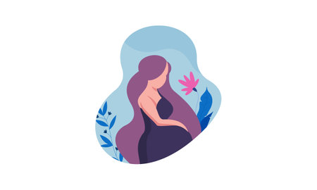 Pregnant woman logo modern flat design illustrationのイラスト素材