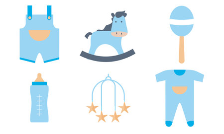 Set of baby shower elements logoのイラスト素材