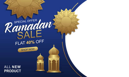 amadan sale header or banner design with mosque, hanging lanterns and flat discount offerのイラスト素材